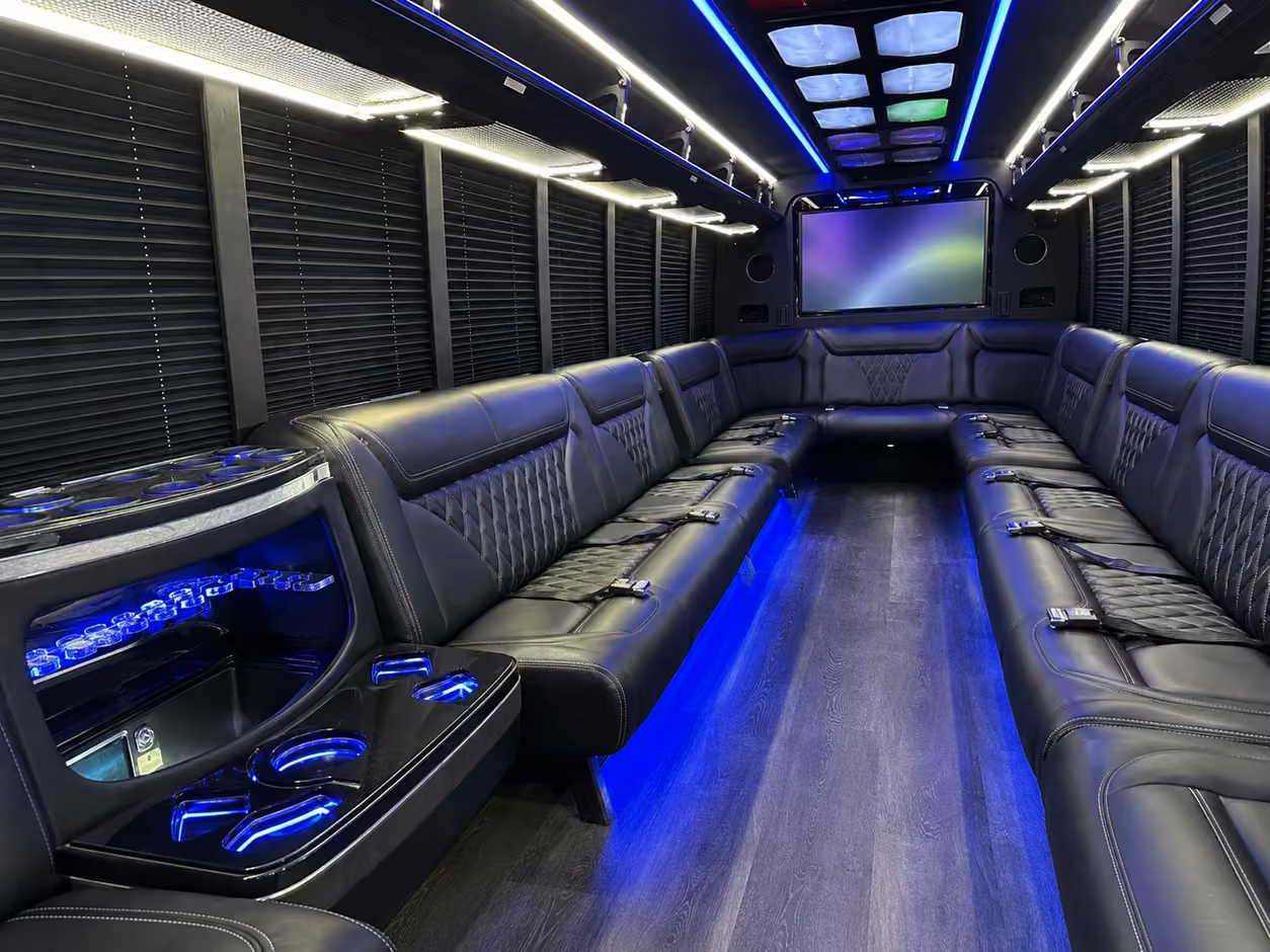 18 passenger party bus inside
